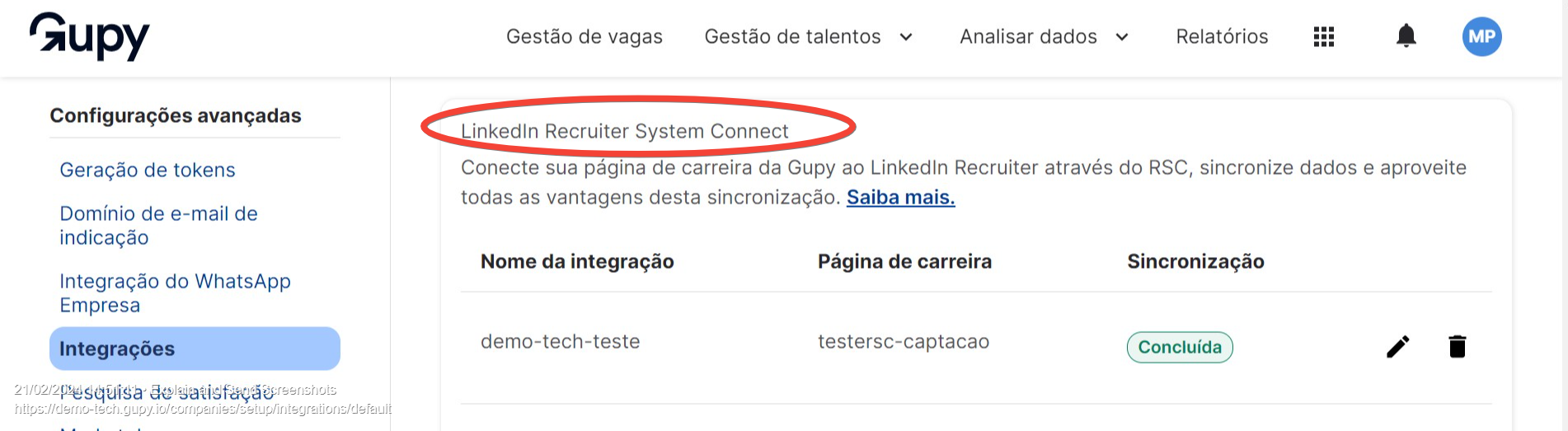RSC | Tutorial Connecting LinkedIn Recruiter with Gupy through ...