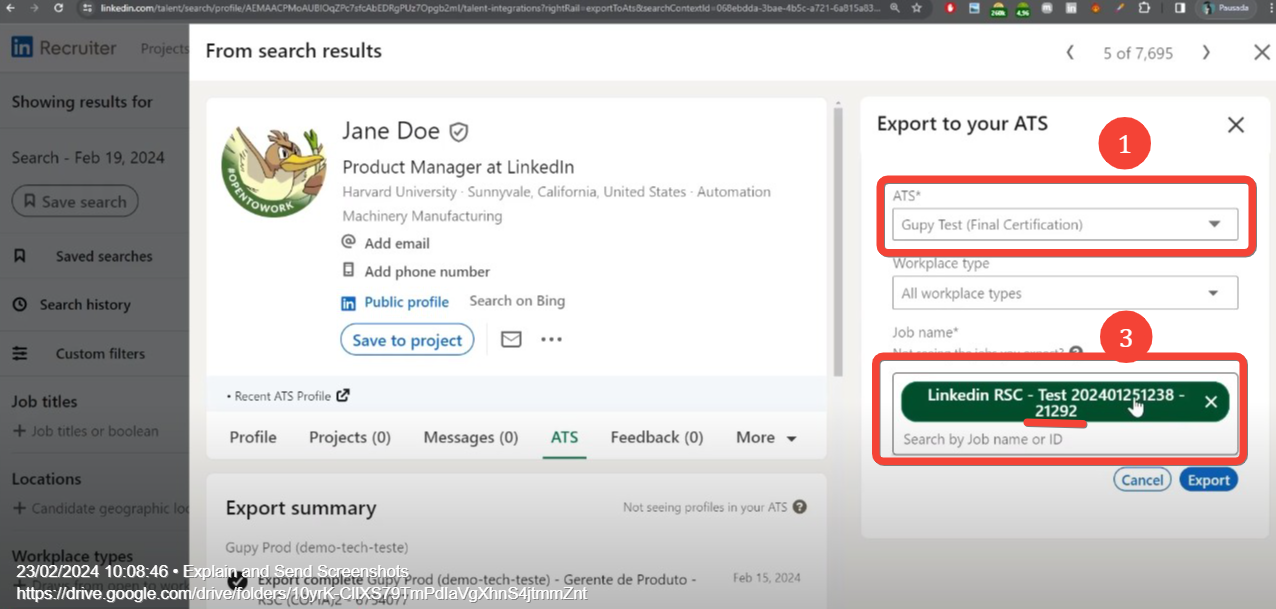 RSC | Tutorial de exportación de persona candidata - LinkedIn